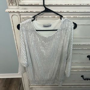 White/silver sparkle top.